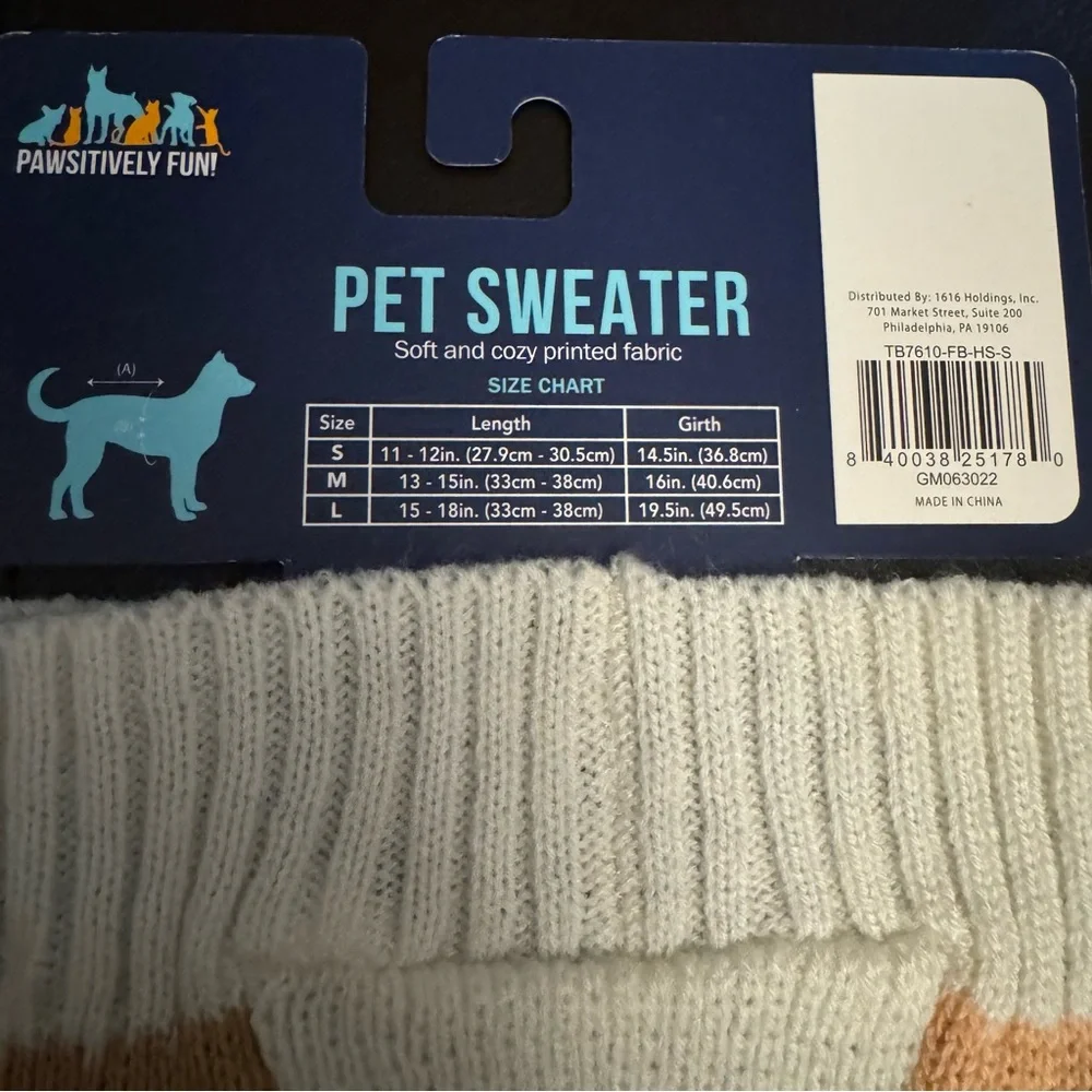 Tan and Orange Dog Sweater Hugs and Snugs Pawsitively Fun Size Small NWT